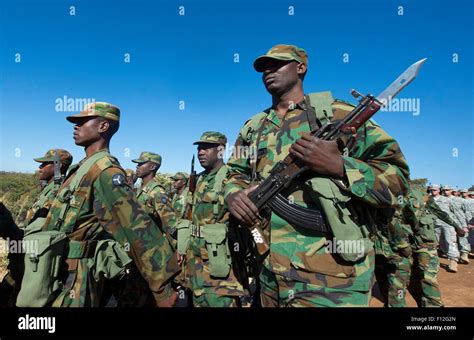 Zambian Defense Force Soldier March Alongside United States Army