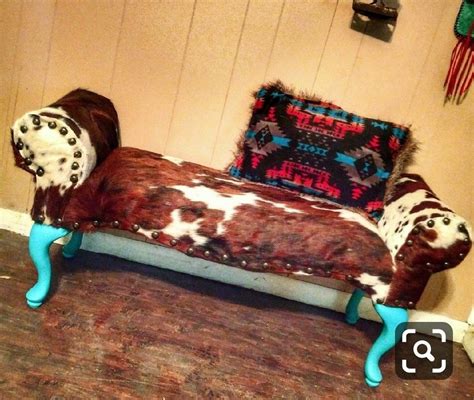 We use only the finest brazilian. Cowhide and Turquoise bench | Western bedroom decor ...