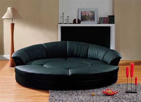 Black Italian Leather Circle Sofa Bed VG Sofa Beds