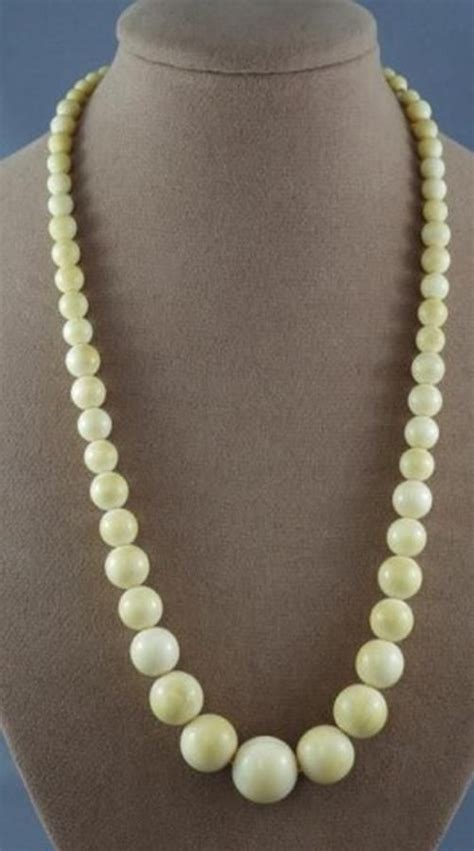Ivory Graduated Bead Necklace From 1950s Necklacechain Jewellery