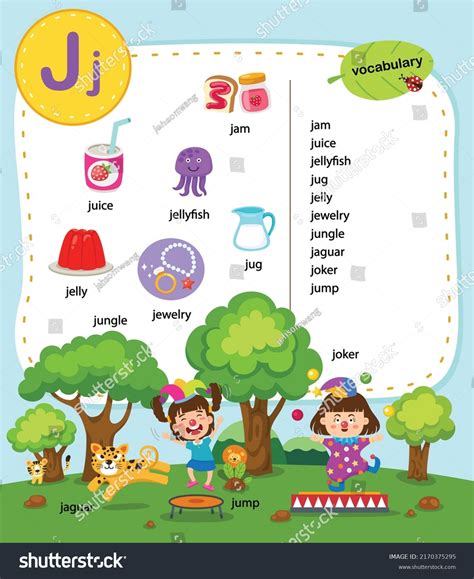 Alphabet Letter J Education Vocabulary Illustration Stock Vector