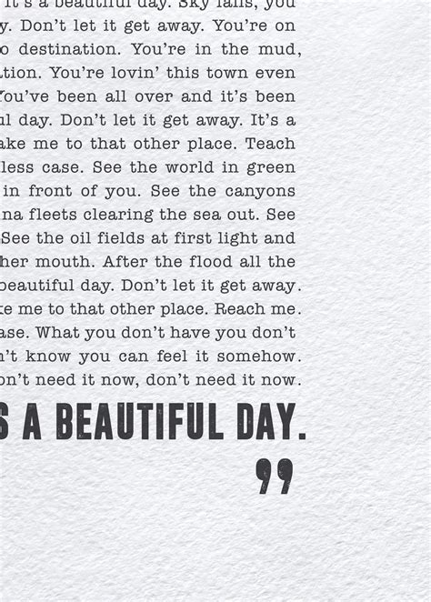 Beautiful Day U2 Poster Song Lyrics Print Bono Lyrics Etsy
