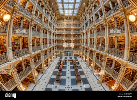 The Beautiful Interior Of The George Peabody Library A Part Of Johns