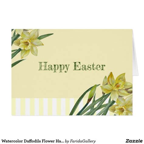 Watercolor Daffodils Flower Happy Easter Holiday Card