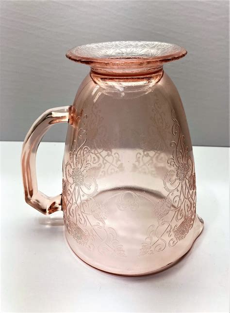 Vintage Pink Glass Pitcher Hazel Atlas Florentine Poppy Etsy