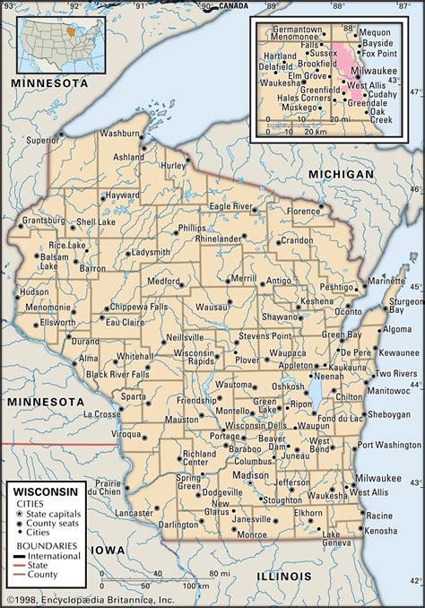 Printable Wisconsin Map With Cities