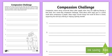 Compassion Challenge Worksheet Teacher Made Twinkl