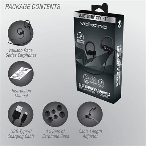 Volkano Race Bluetooth Sport Earhook Black Earphones