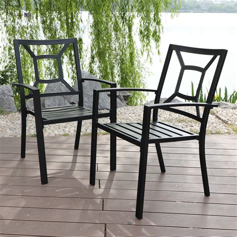 Mf Studio Patio Dining Chair Outdoor Arm Chairs Power Coated Steel