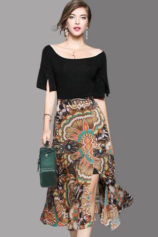 Shop brand new dresses, tops, pants, sweaters, denim jackets, lingerie, jumpsuits, activewear, shoes, and more! $75.99 Black Bell Sleeves Top Shirt and Floral Print ...