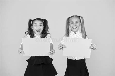 Genius Advertising And Marketing Happy Genius Children Holding Blank