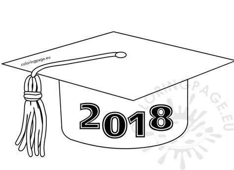 Class Of 2018 Graduation Cap Template Coloring Page