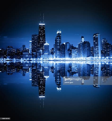 Chicago Skyline By Night Stock Photo Getty Images