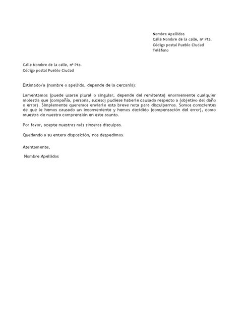 Ejemplo De Carta De Disculpa Formal En Word Pdf