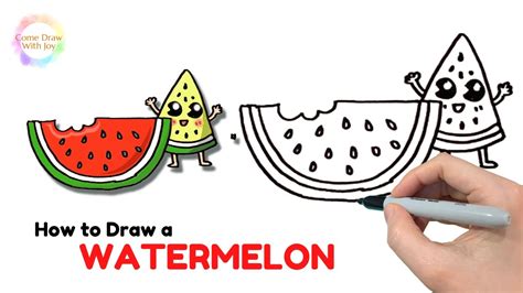 how to draw draw a cute watermelon easy happy drawings
