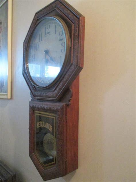 1908 Sessions Star Pointer Long Drop Wall Regulator Clock Wkey Working
