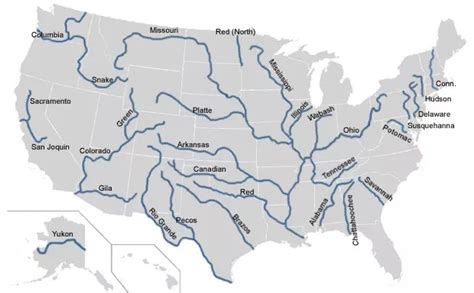 Printable Us Map With Rivers Labeled