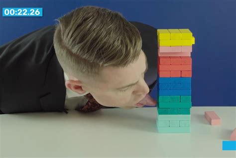 Watch Man With Worlds Longest Tongue Breaks Jenga World Record