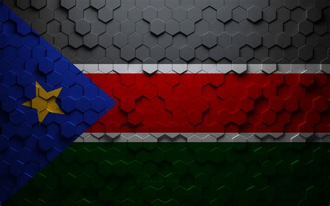 download wallpapers flag of south sudan honeycomb art south sudan hexagons flag south sudan
