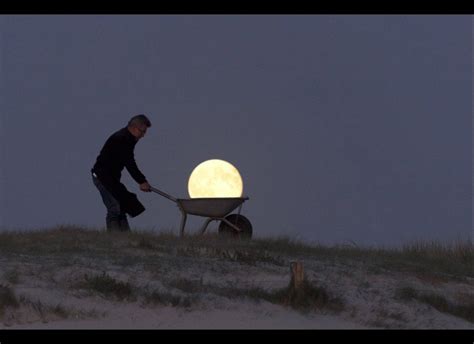 Man Steals Moon With Wheelbarrow Illusion Photography Moon