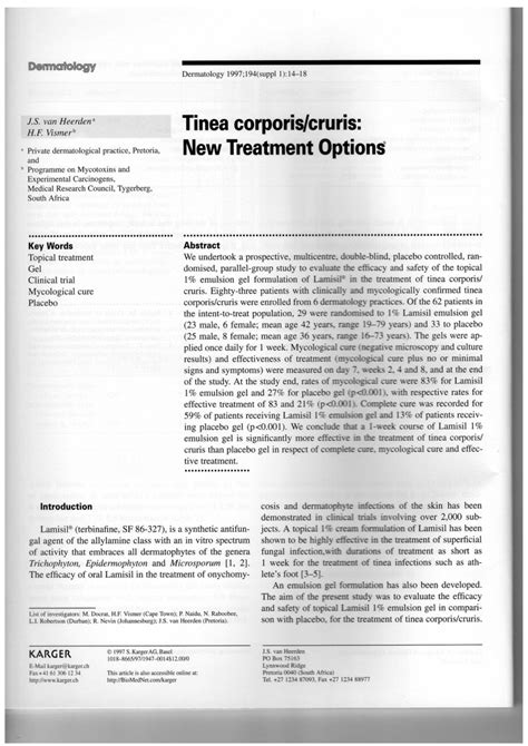 Pdf Tinea Corporiscruris New Treatment Options