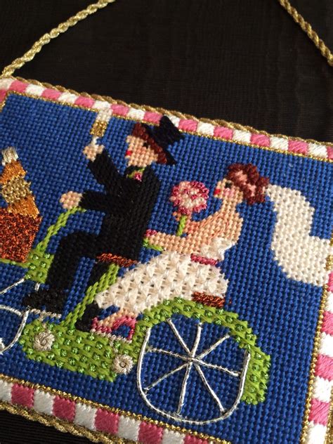 needlepoint wedding ornament | Needlepoint, Vintage needlepoint, Needlework