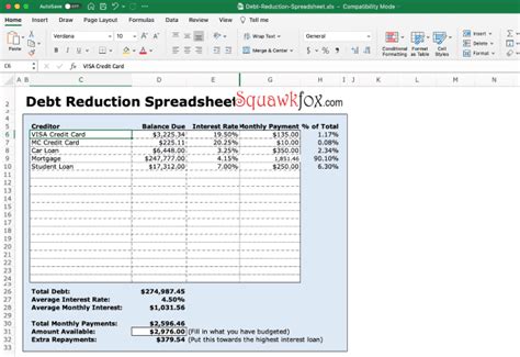 Excel Debt Payoff Template