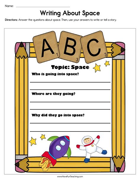 Writing About Space Worksheet Have Fun Teaching Have Fun Teaching