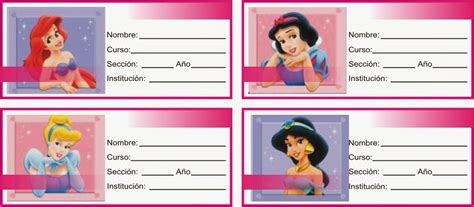 Etiquetas Para Cuadernos Etiqueta De Princesas Disney