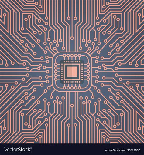 Computer Chip Moterboard Network Data Center Vector Image