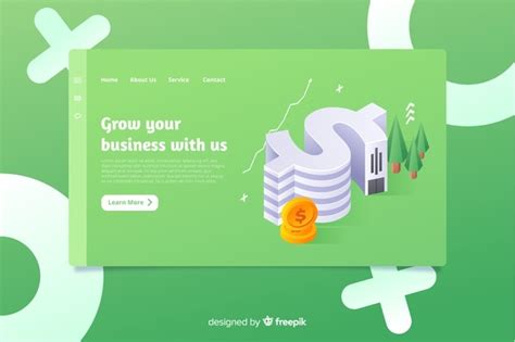 Free Vector Isometric Business Landing Page Template