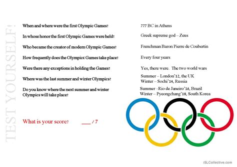 The History Of The Olympic Games Gen English Esl Powerpoints