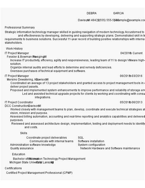 It Project Manager Resume Examples For 2023 Template And Guide