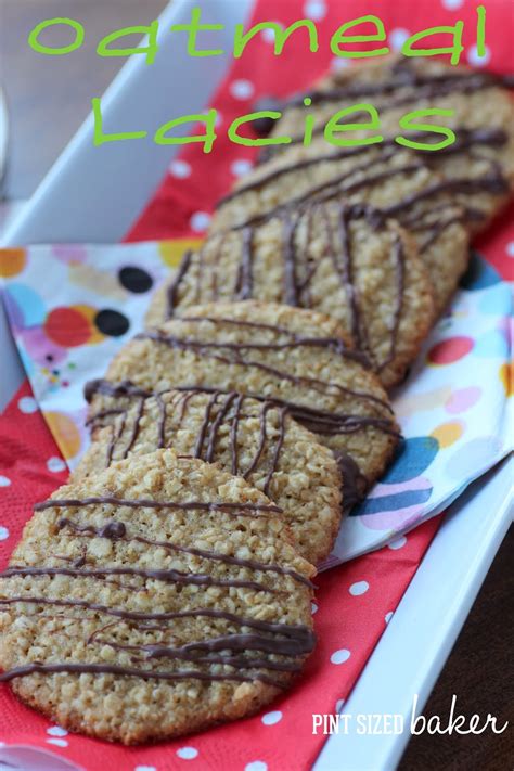 Lemon oat lacies are delicate cookies with bright lemon flavors. Oatmeal Lacies - Pint Sized Baker