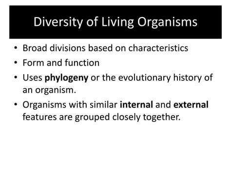 Ppt Diversity Of Living Organisms Powerpoint Presentation Free
