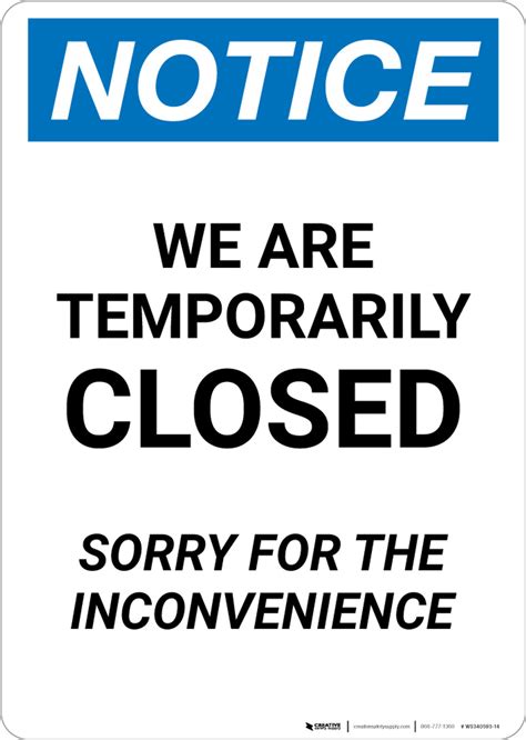 Temporarily Closed Sign Printable Printable World Holiday