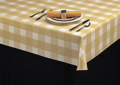 Heavyweight Large Plaid Linen Vinyl Tablecloth W Flannel Backing