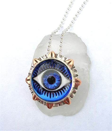 Glass Eye Necklace Glass Eyeball Jewelry Evil Eye Amulet Etsy Eye Necklace Glass Eyeballs