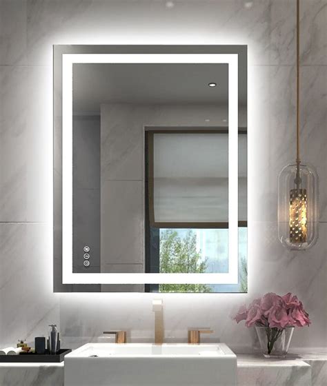Buy Amorho Led Bathroom Mirror 24x 36 With Front And Backlight Stepless Dimmable Wall Mirrors
