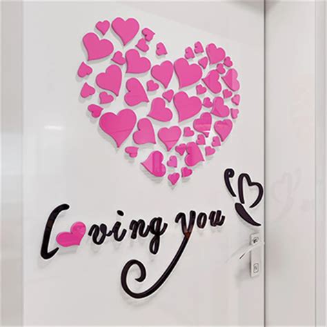 Love 3d Three Dimensional Acrylic Crysta Wall Stickers Home Decor
