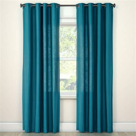 Natural Solid Curtain Panel Turquoise 54x95 Threshold Turquoise