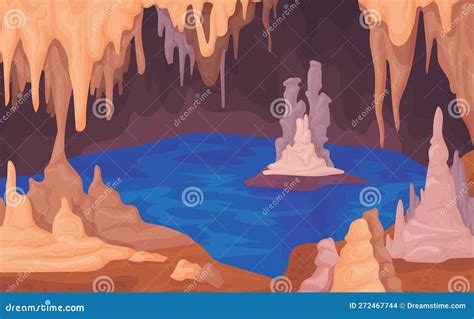 Cartoon Stalactites And Stalagmites Cave Limestone Rocks Natural