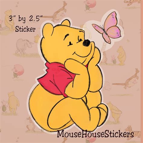 Winnie The Pooh With Butterfly Inspired Clear Vinyl Die Cut Etsy