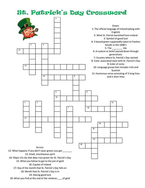 What do you remember about your final day of being. Free Printable St Patrick's Day Crossword Puzzles in 2020 ...