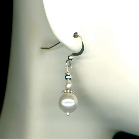 Pearl Earrings Sterling Silver Dangle Beaded By Wvworksjewelry