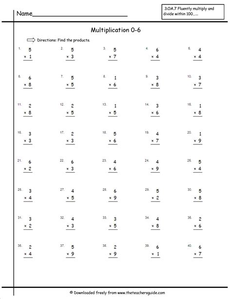 Multiplication Worksheets 0 4