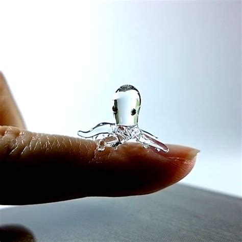 Tiny Micro Crystal Octopus Figurines Hand Blown Clear Glass Etsy