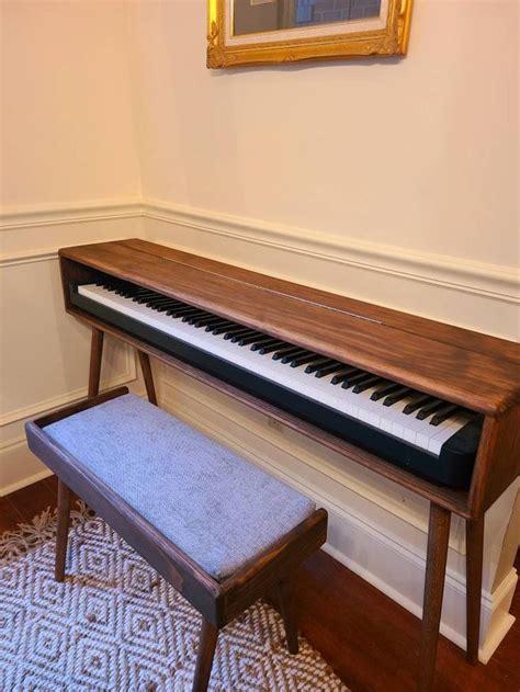 Mid Century Modern Piano Keyboard Stand Table Etsy Piano Bench Mid