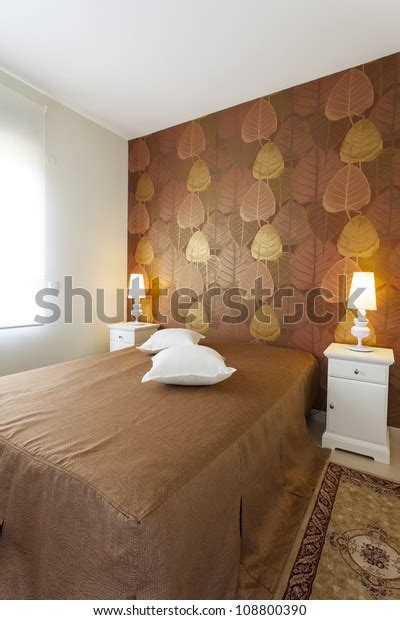 Modern Luxury Bedroom Wallpaper Hotel Room Stock Photo 108800390