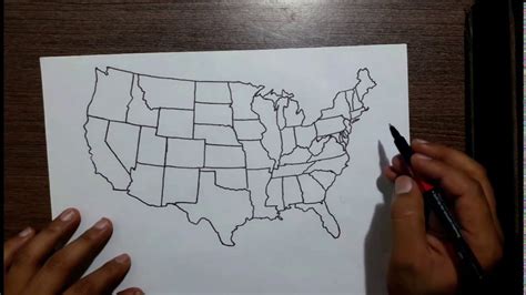 Correct Map Of Usa Drawn By Hand Youtube
